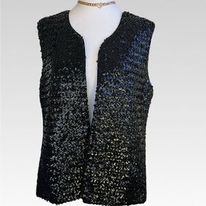 VINTAGE Saks Fifth Avenue Elegant Black Vest SIZE L
